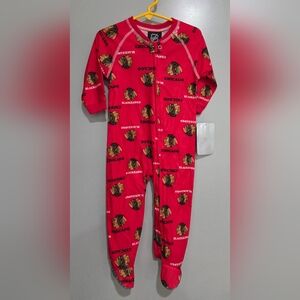 NHL Chicago Blackhawks Red Footie Onesie Pajamas / Size 12 Months